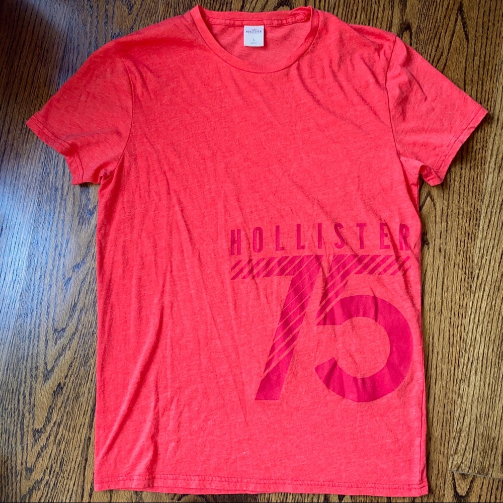 Like New Hollister California Mens Short Sleeve, Orange-Red S
